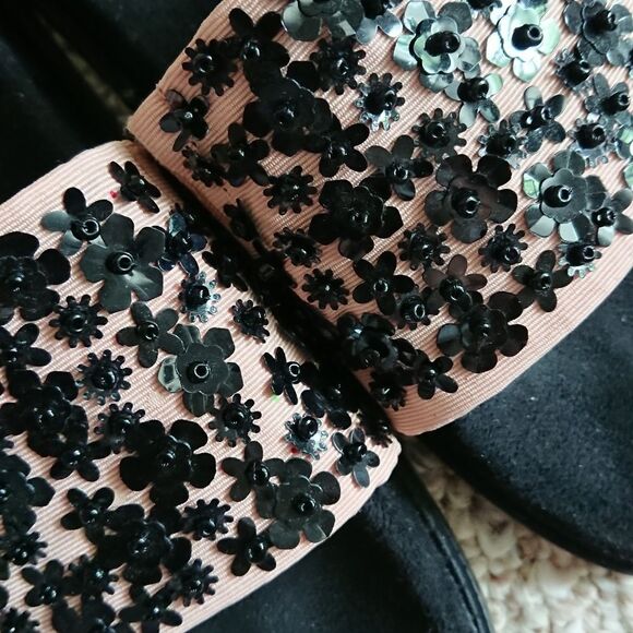 Zara Black Beaded Platform slide Sandals size 37 - Picture 3 of 9